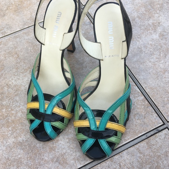 Miu Miu slingback peep toe patent leather sandals - Picture 8 of 12